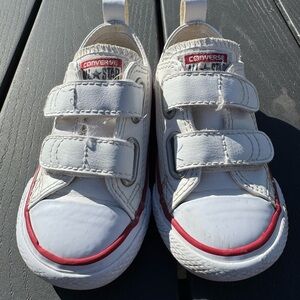 Converse All Star Toddler White Leather Double Strap Sneakers Size 6C